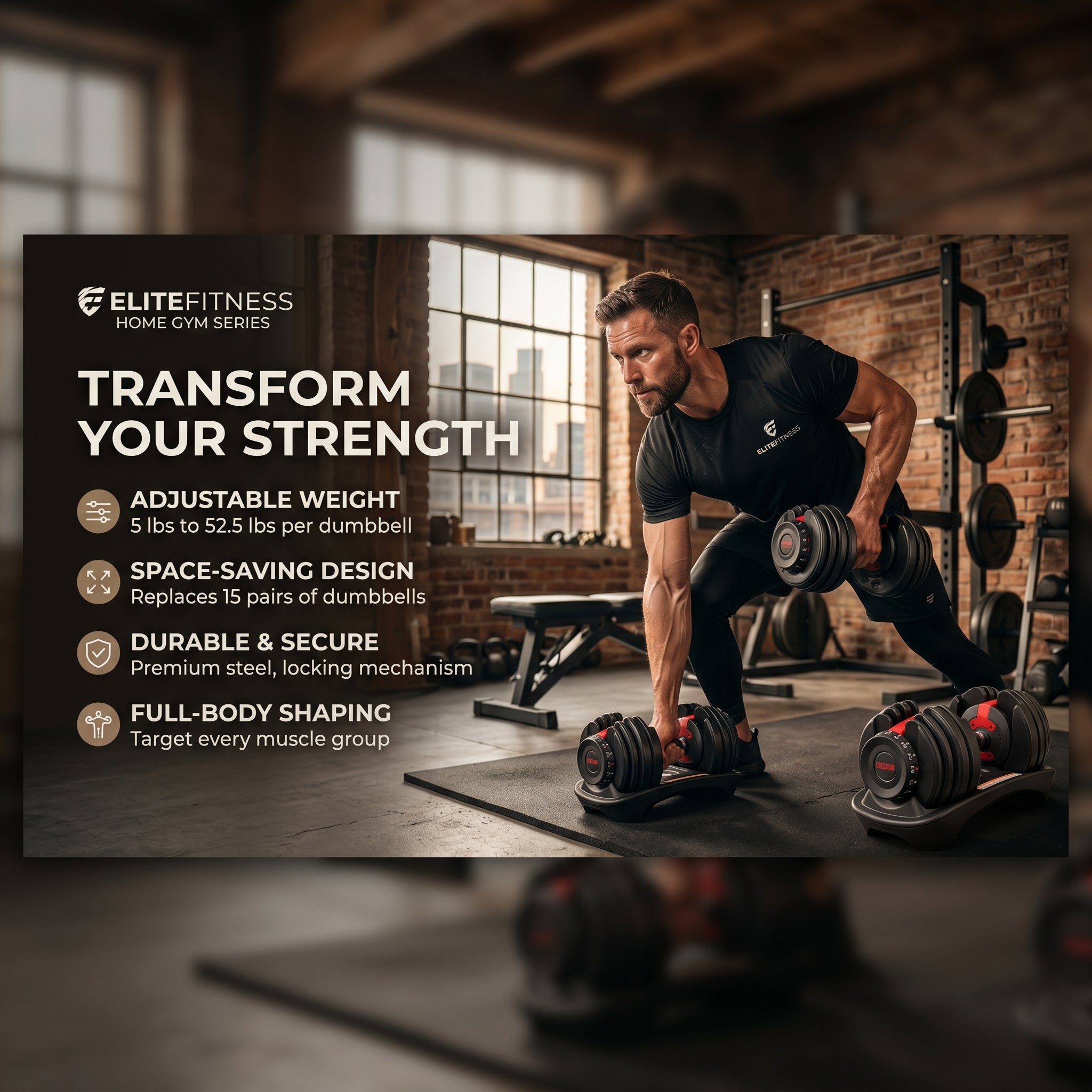 One Dumbbell, Endless Possibilities | Adjustable 5-52 lbs Dumbbell Set