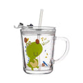 Glass Drinking Cup with Lid & Straw | Cute Measuring Water Cup for Kids & Home Use | Milk & Juice Tumbler | Summer Cold Drink Tea Cup